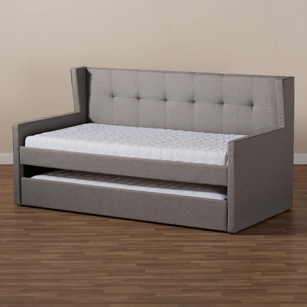 Giorgia Modern and Contemporary Grey Fabric Upholstered Twin Size Daybed with Trundle FredCo