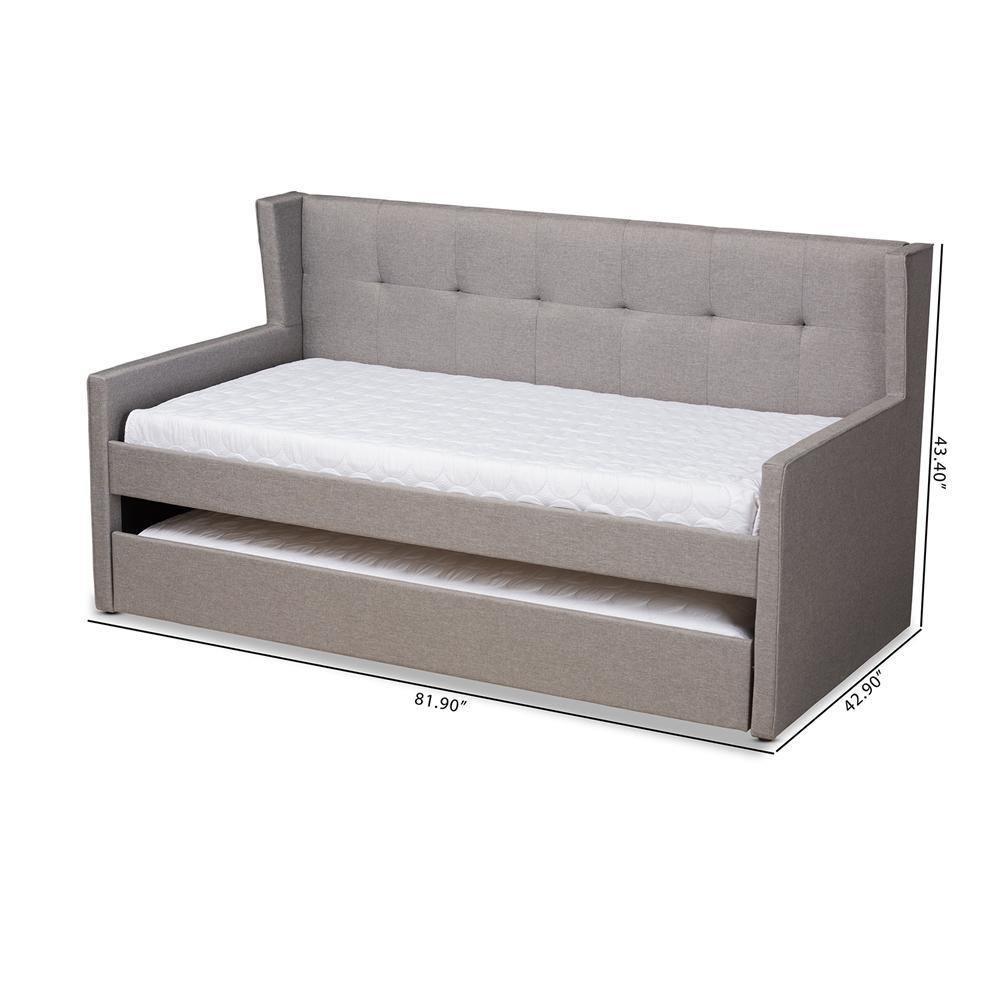 Giorgia Modern and Contemporary Grey Fabric Upholstered Twin Size Daybed with Trundle FredCo