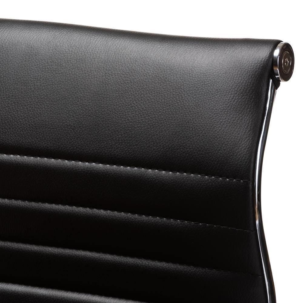 Giorgio Modern and Contemporary Black Faux Leather Upholstered Chrome-Finished Steel Counter Stools Set of 2 FredCo
