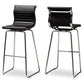 Giorgio Modern and Contemporary Black Faux Leather Upholstered Chrome-Finished Steel Counter Stools Set of 2 FredCo