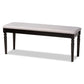 Giovanni Modern and Contemporary Grey Fabric Upholstered and Dark Brown Finished Wood Dining Bench FredCo