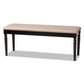 Giovanni Modern and Contemporary Sand Fabric Upholstered and Dark Brown Finished Wood Dining Bench FredCo