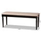 Giovanni Modern and Contemporary Sand Fabric Upholstered and Dark Brown Finished Wood Dining Bench FredCo
