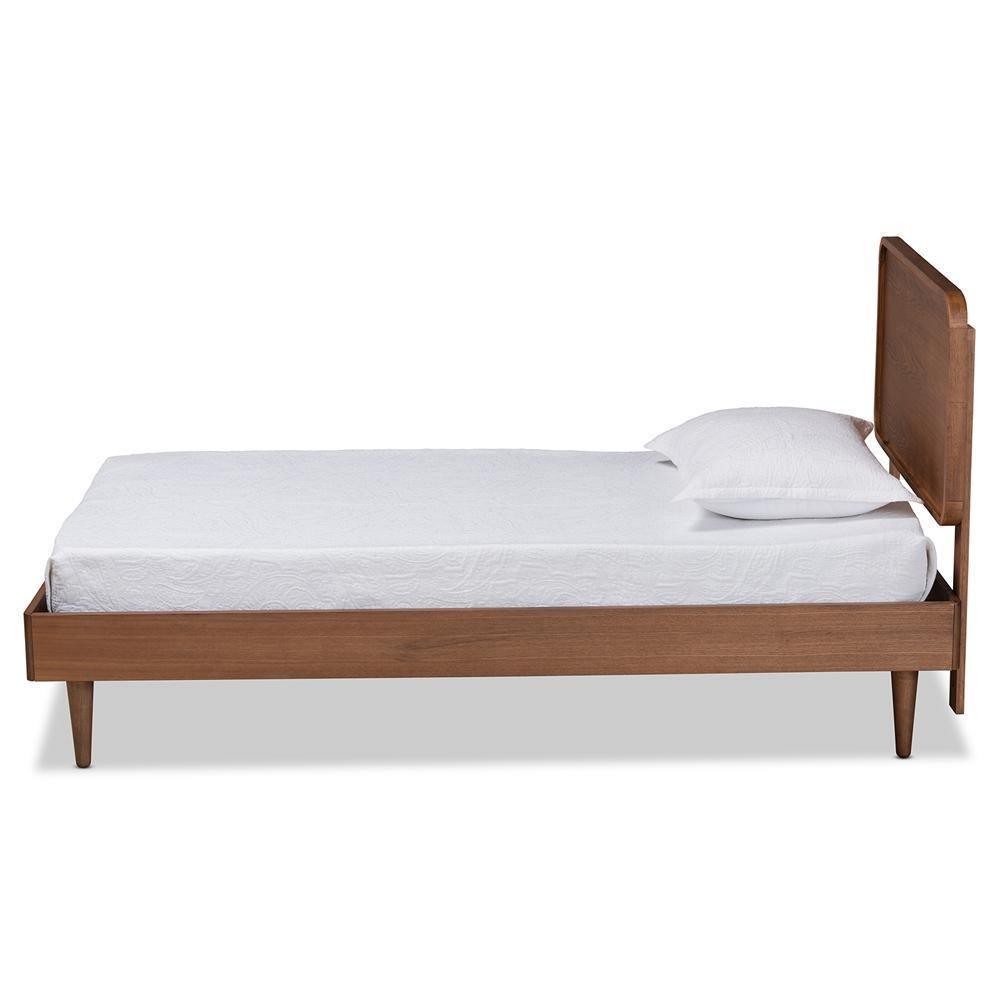 Gisa Mid-Century Modern Transitional Walnut Brown Finished Wood Twin Size Platform Bed FredCo
