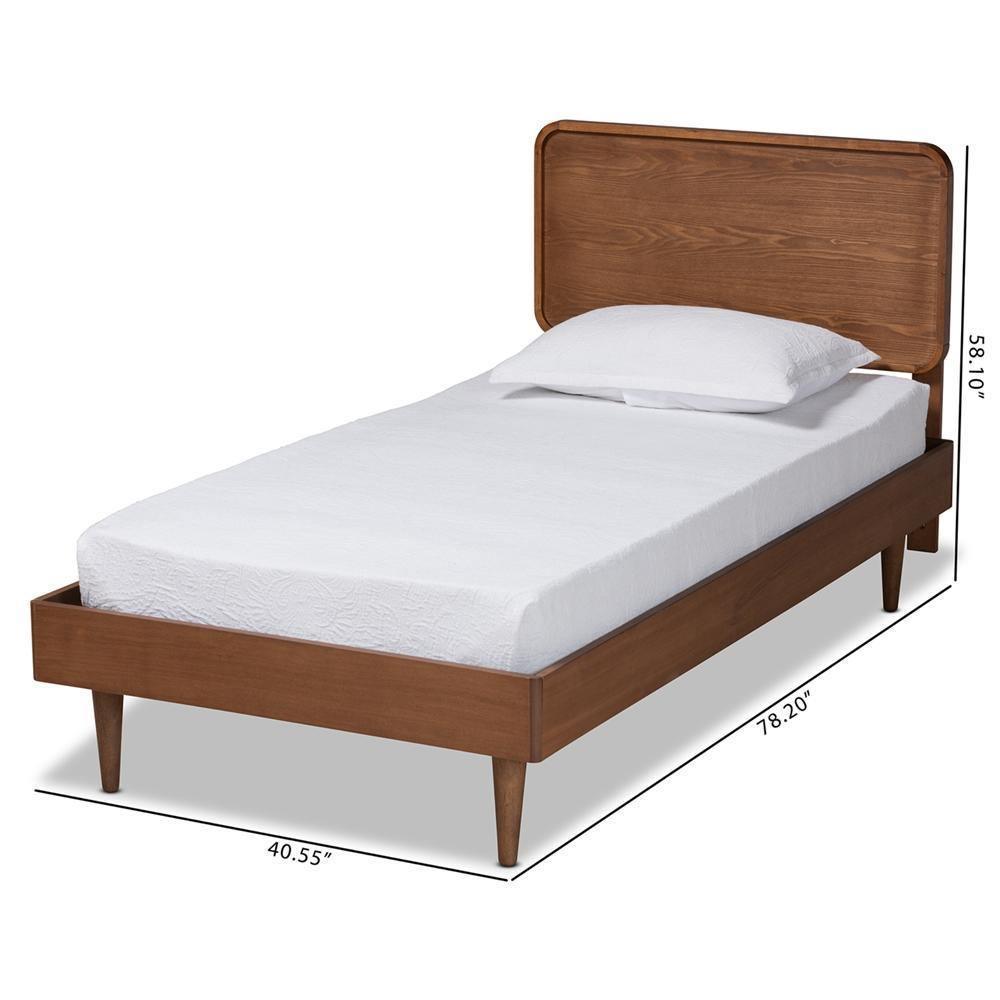 Gisa Mid-Century Modern Transitional Walnut Brown Finished Wood Twin Size Platform Bed FredCo