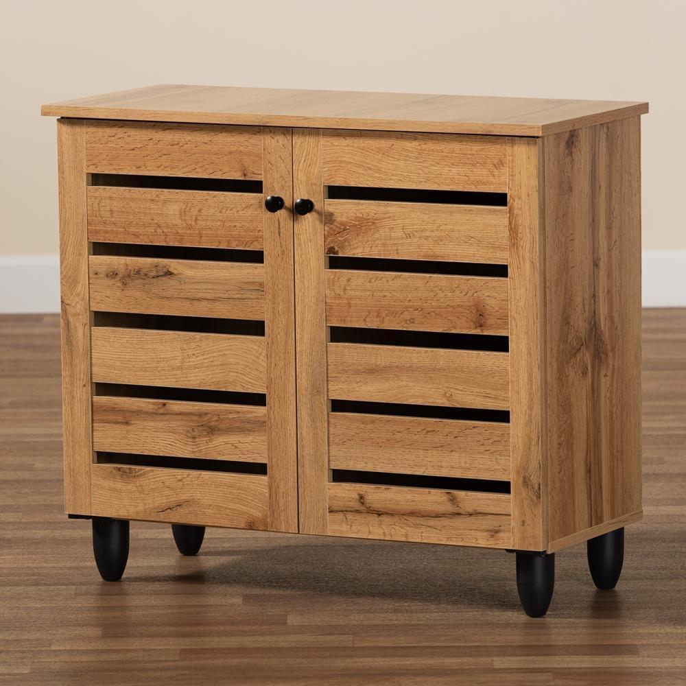 Gisela Modern and Contemporary Oak Brown Finished Wood 2-Door Shoe Storage Cabinet FredCo