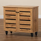 Gisela Modern and Contemporary Oak Brown Finished Wood 2-Door Shoe Storage Cabinet FredCo