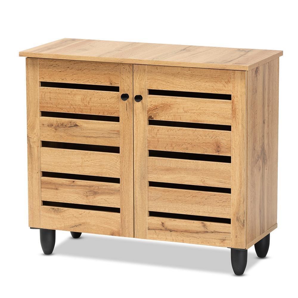 Gisela Modern and Contemporary Oak Brown Finished Wood 2-Door Shoe Storage Cabinet FredCo