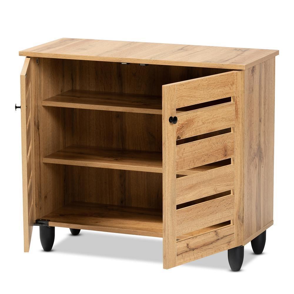 Gisela Modern and Contemporary Oak Brown Finished Wood 2-Door Shoe Storage Cabinet FredCo