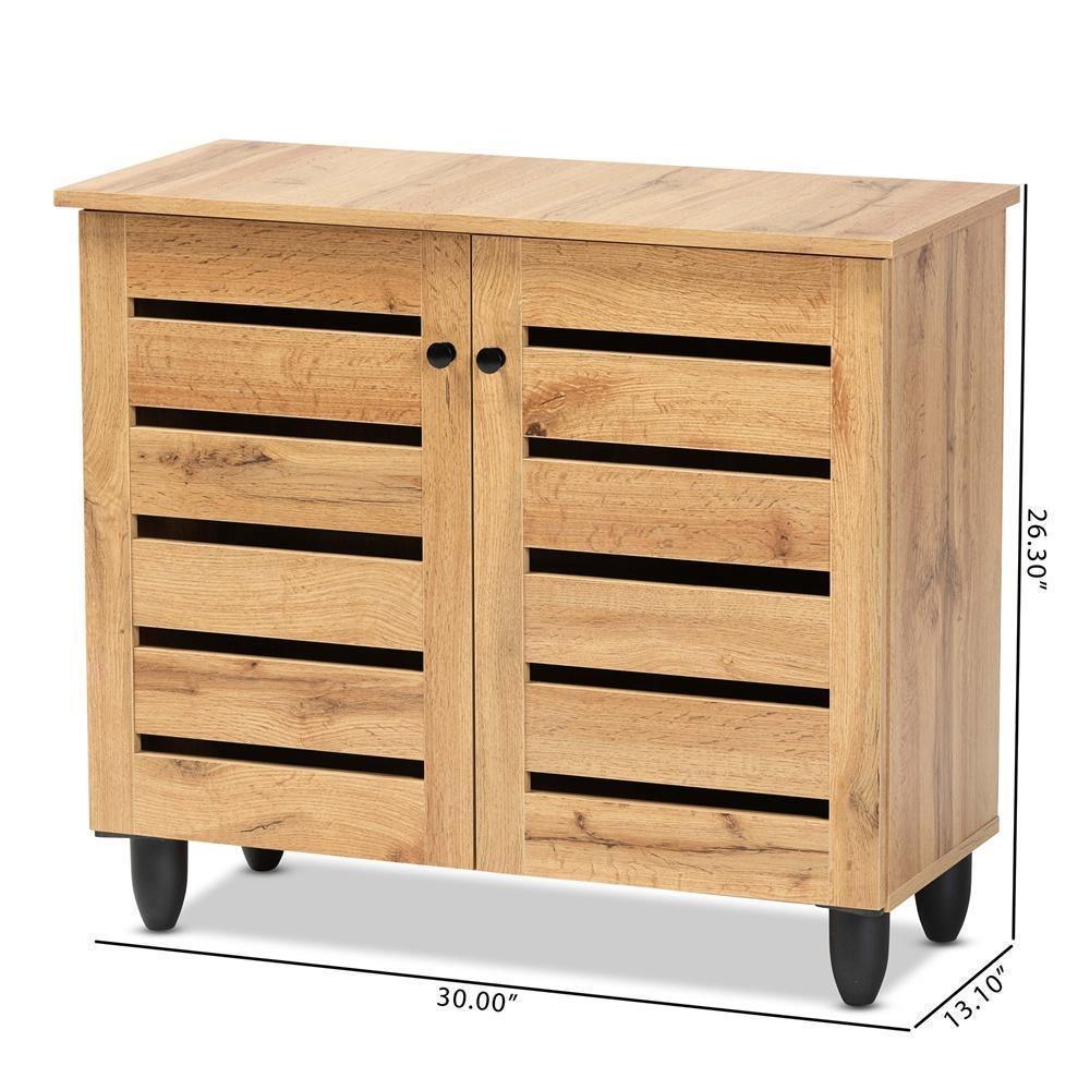 Gisela Modern and Contemporary Oak Brown Finished Wood 2-Door Shoe Storage Cabinet FredCo