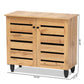 Gisela Modern and Contemporary Oak Brown Finished Wood 2-Door Shoe Storage Cabinet FredCo