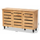 Gisela Modern and Contemporary Oak Brown Finished Wood 3-Door Shoe Storage Cabinet FredCo