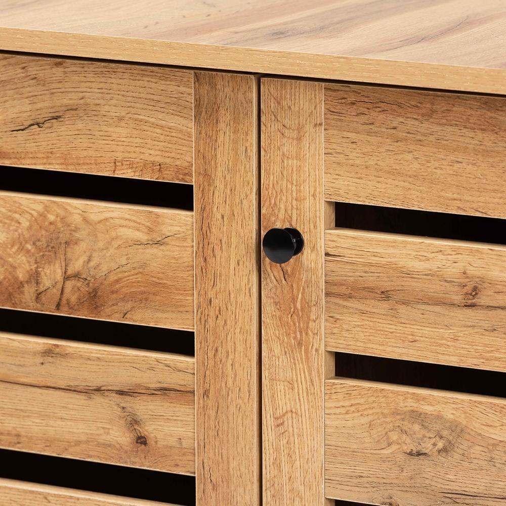 Gisela Modern and Contemporary Oak Brown Finished Wood 3-Door Shoe Storage Cabinet FredCo