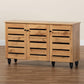 Gisela Modern and Contemporary Oak Brown Finished Wood 3-Door Shoe Storage Cabinet FredCo