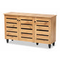 Gisela Modern and Contemporary Oak Brown Finished Wood 3-Door Shoe Storage Cabinet FredCo