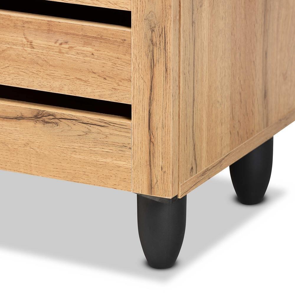 Gisela Modern and Contemporary Oak Brown Finished Wood 3-Door Shoe Storage Cabinet FredCo
