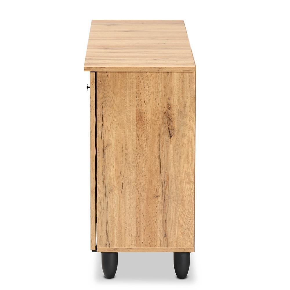 Gisela Modern and Contemporary Oak Brown Finished Wood 3-Door Shoe Storage Cabinet FredCo