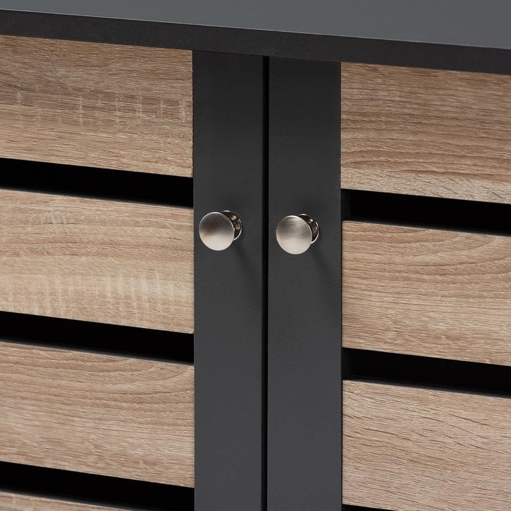 Gisela Modern and Contemporary Two-Tone Oak and Dark Gray 2-Door Shoe Storage Cabinet FredCo