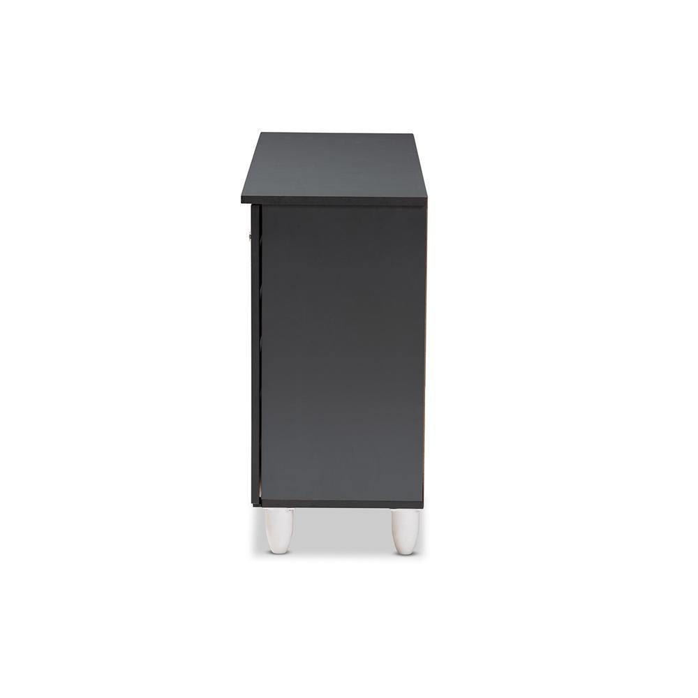 Gisela Modern and Contemporary Two-Tone Oak and Dark Gray 3-Door Shoe Storage Cabinet FredCo