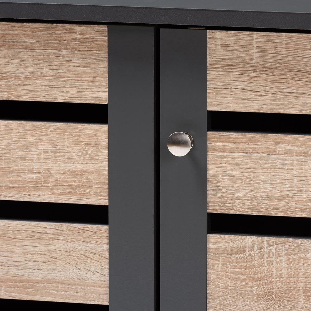 Gisela Modern and Contemporary Two-Tone Oak and Dark Gray 3-Door Shoe Storage Cabinet FredCo