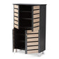 Gisela Modern and Contemporary Two-Tone Oak and Dark Gray 4-Door Shoe Storage Cabinet FredCo