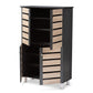 Gisela Modern and Contemporary Two-Tone Oak and Dark Gray 4-Door Shoe Storage Cabinet FredCo