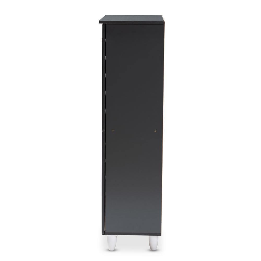 Gisela Modern and Contemporary Two-Tone Oak and Dark Gray 4-Door Shoe Storage Cabinet FredCo