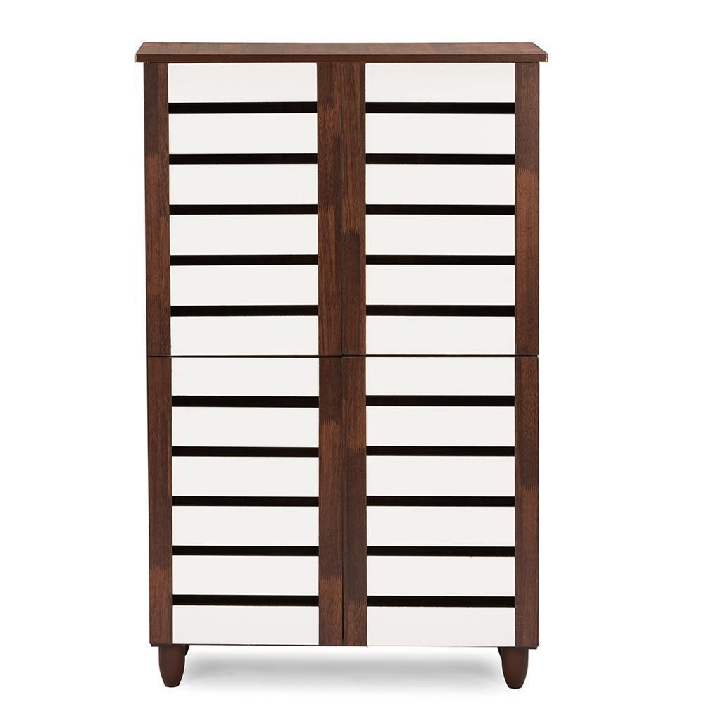 Gisela Oak and White 2-tone Shoe Cabinet With 4 Door FredCo