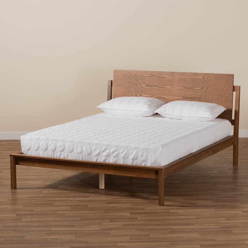 Giuseppe Modern and Contemporary Walnut Brown Finished Queen Size Platform Bed FredCo