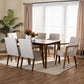 Glenda Mid-Century Modern Beige Fabric Upholstered and Walnut Brown Finished Wood 7-Piece Dining Set FredCo