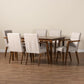 Glenda Mid-Century Modern Beige Fabric Upholstered and Walnut Brown Finished Wood 7-Piece Dining Set FredCo