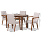 Glenda Mid-Century Modern Greyish Beige Fabric Upholstered and Walnut Brown Finished Wood 5-Piece Dining Set FredCo