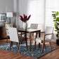 Glenda Mid-Century Modern Greyish Beige Fabric Upholstered and Walnut Brown Finished Wood 5-Piece Dining Set FredCo