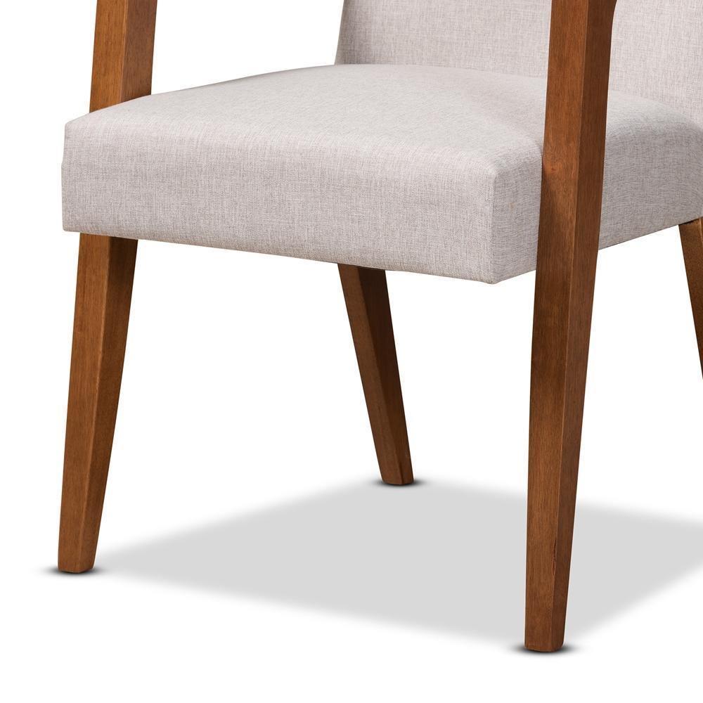 Glenda Mid-Century Modern Greyish Beige Fabric Upholstered and Walnut Brown Finished Wood 5-Piece Dining Set FredCo