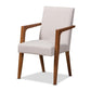 Glenda Mid-Century Modern Greyish Beige Fabric Upholstered and Walnut Brown Finished Wood 5-Piece Dining Set FredCo