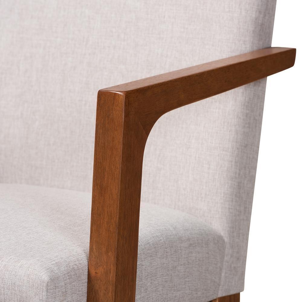 Glenda Mid-Century Modern Greyish Beige Fabric Upholstered and Walnut Brown Finished Wood 5-Piece Dining Set FredCo