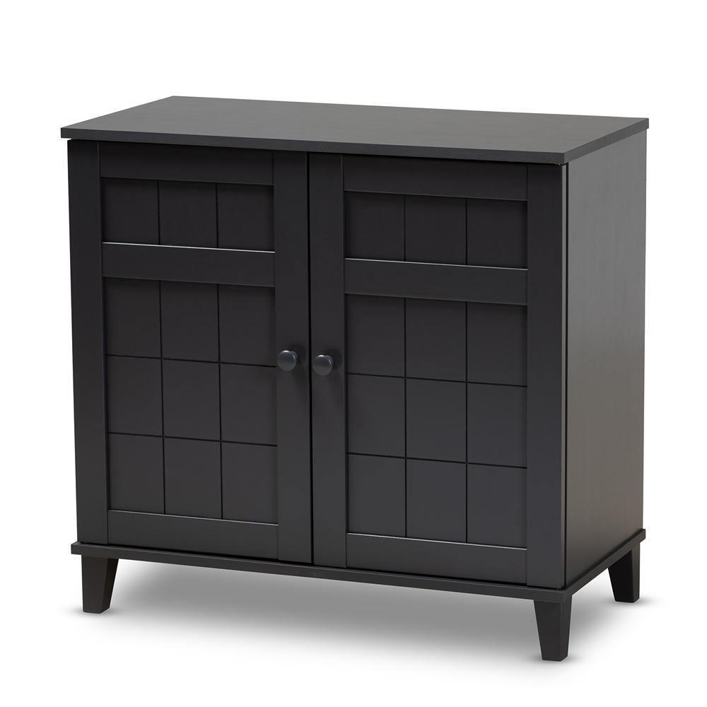 Glidden Modern and Contemporary Dark Grey Finished 4-Shelf Wood Shoe Storage Cabinet FredCo