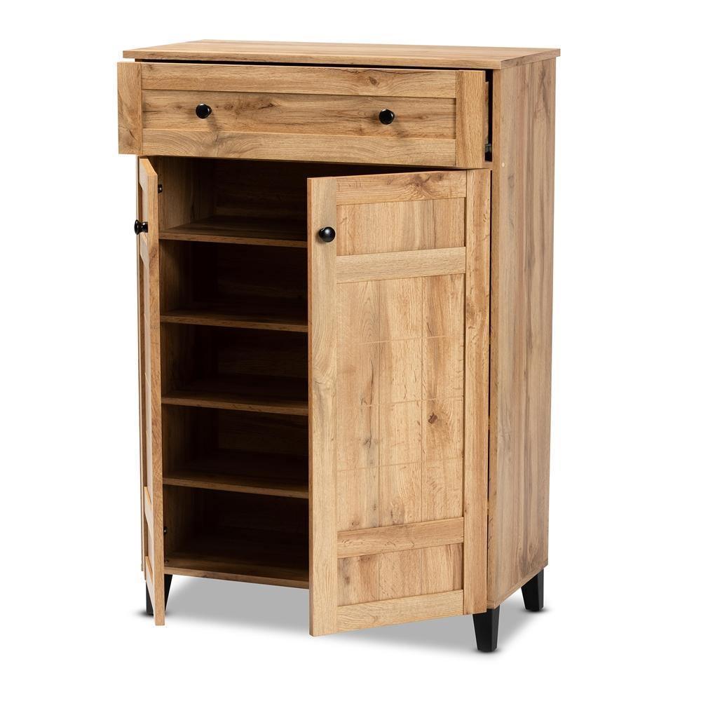 Glidden Modern and Contemporary Oak Brown Finished Wood 1-Drawer Shoe Storage Cabinet FredCo