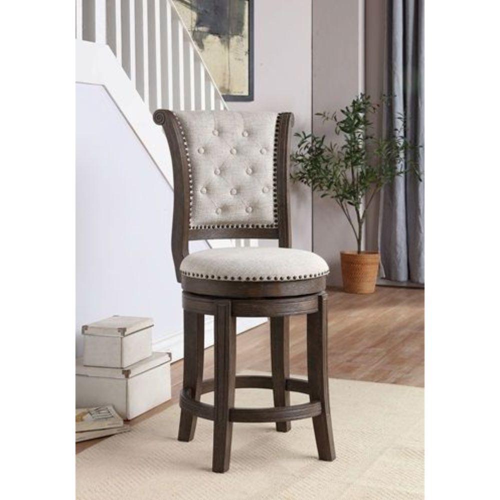 Glison Counter Height Chair (Set-2) Beige Fabric & Walnut FredCo
