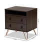 Glover Modern and Contemporary Dark Brown Finished Wood and Rose Gold-Tone Finished Metal 2-Drawer Nightstand FredCo