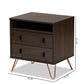 Glover Modern and Contemporary Dark Brown Finished Wood and Rose Gold-Tone Finished Metal 2-Drawer Nightstand FredCo