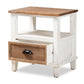 Glynn Rustic Farmhouse Weathered Two-Tone White and Oak Brown Finished Wood 1-Drawer Nightstand FredCo
