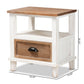 Glynn Rustic Farmhouse Weathered Two-Tone White and Oak Brown Finished Wood 1-Drawer Nightstand FredCo