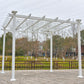 GO 10’ x 10’ White Iron Pergola Gazebo for Vines Pure Iron Chic Lid Cover Design Sleek Seams Hidden Joints Elegant White Trellis FredCo