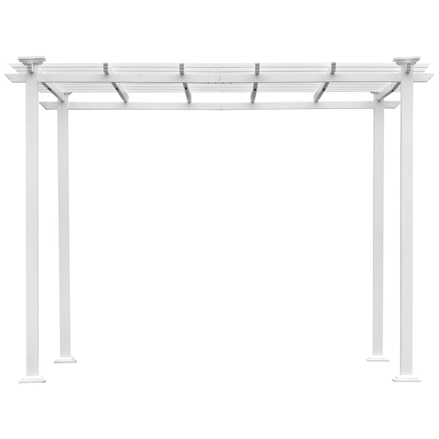 GO 10’ x 10’ White Iron Pergola Gazebo for Vines Pure Iron Chic Lid Cover Design Sleek Seams Hidden Joints Elegant White Trellis FredCo