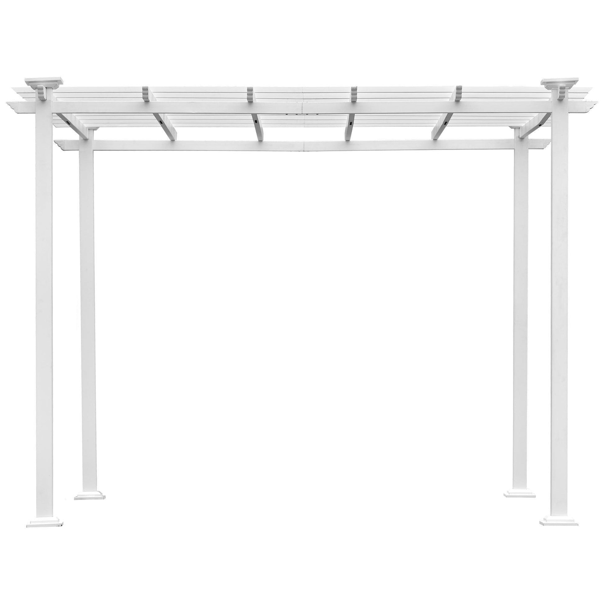 GO 10’ x 10’ White Iron Pergola Gazebo for Vines Pure Iron Chic Lid Cover Design Sleek Seams Hidden Joints Elegant White Trellis FredCo