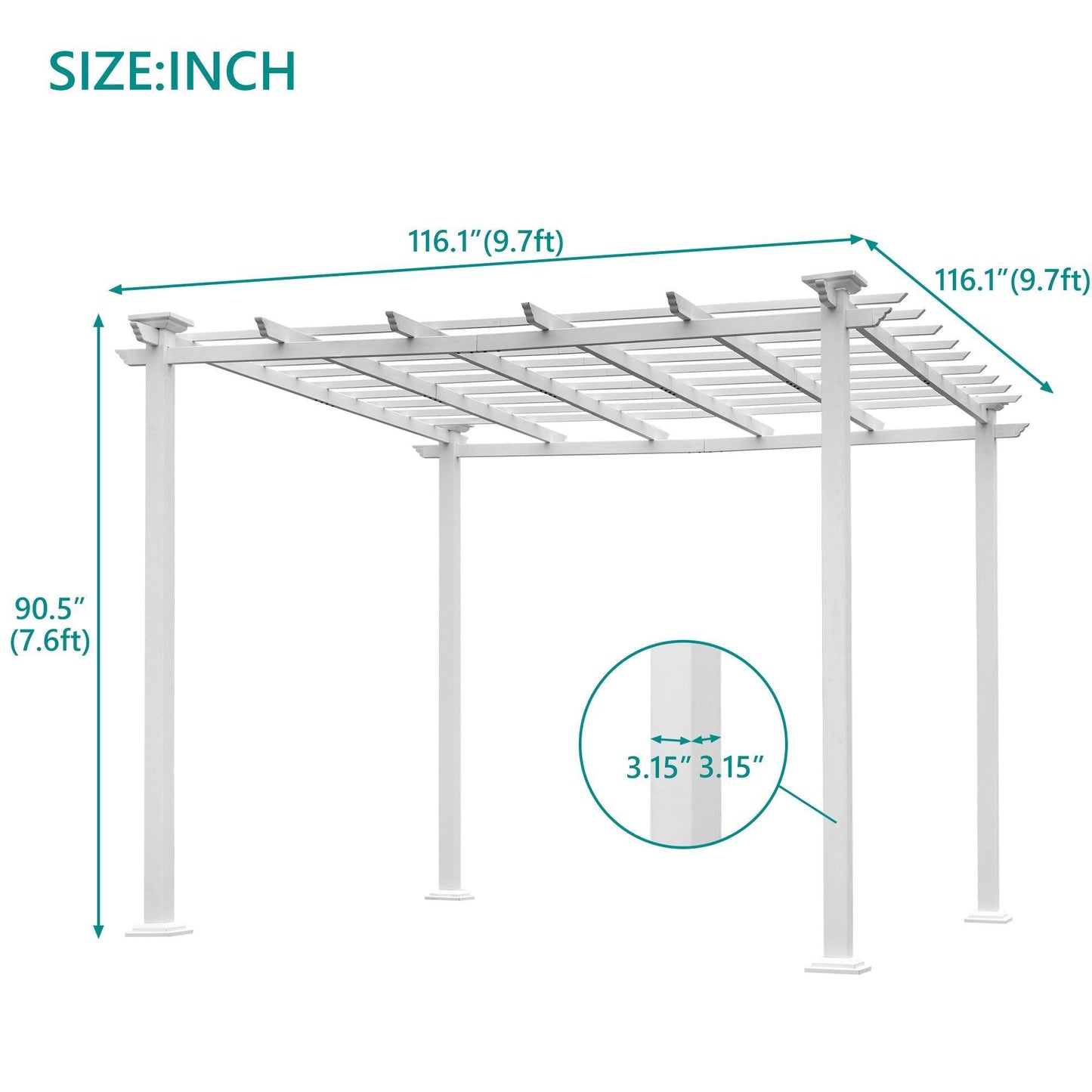 GO 10’ x 10’ White Iron Pergola Gazebo for Vines Pure Iron Chic Lid Cover Design Sleek Seams Hidden Joints Elegant White Trellis FredCo