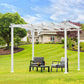 GO 10’ x 10’ White Iron Pergola Gazebo for Vines Pure Iron Chic Lid Cover Design Sleek Seams Hidden Joints Elegant White Trellis FredCo