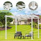 GO 10’ x 10’ White Iron Pergola Gazebo for Vines Pure Iron Chic Lid Cover Design Sleek Seams Hidden Joints Elegant White Trellis FredCo