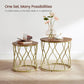 Gold Wood Round Coffee Table Set FredCo